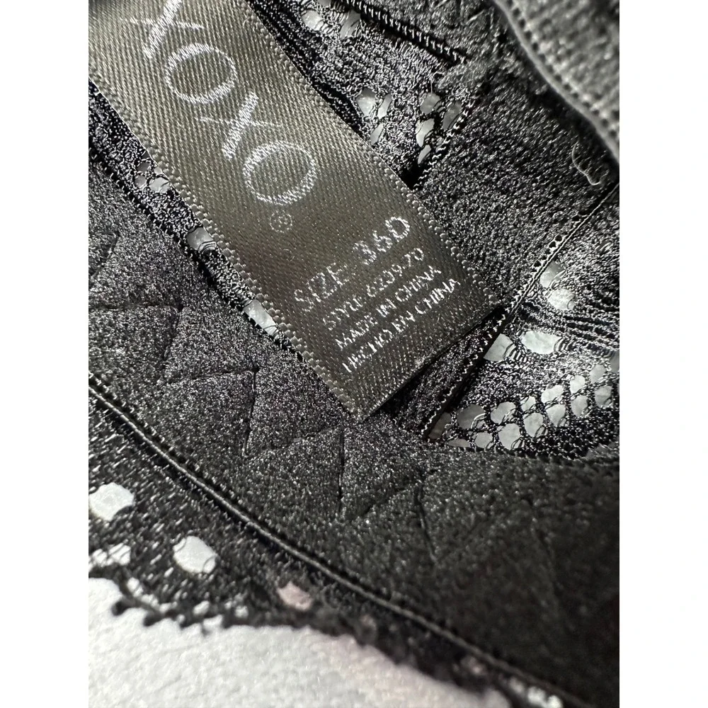 XOXO Bra Women 36D Black Lace Push Up Underwire Lace-Up‎ Detail 6239-70